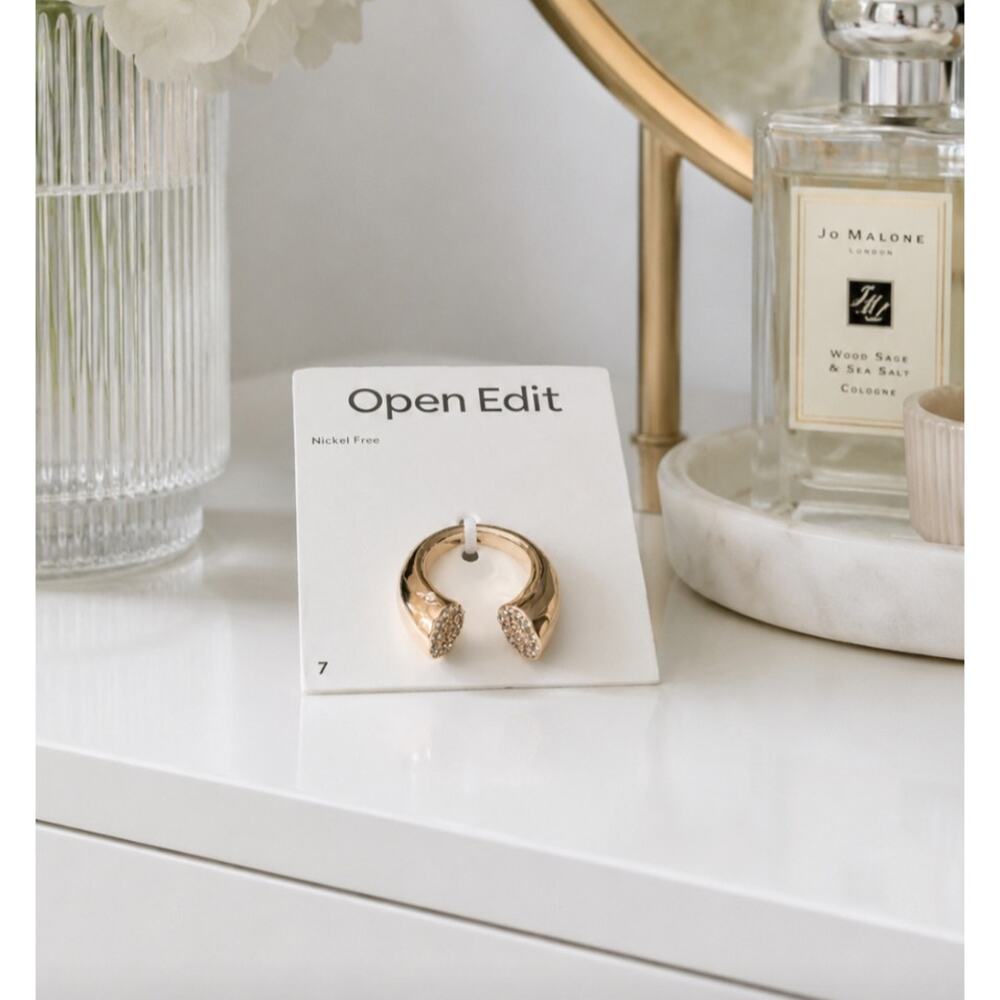 Nordstrom Open Edit Gold CZ Open Ring New 7